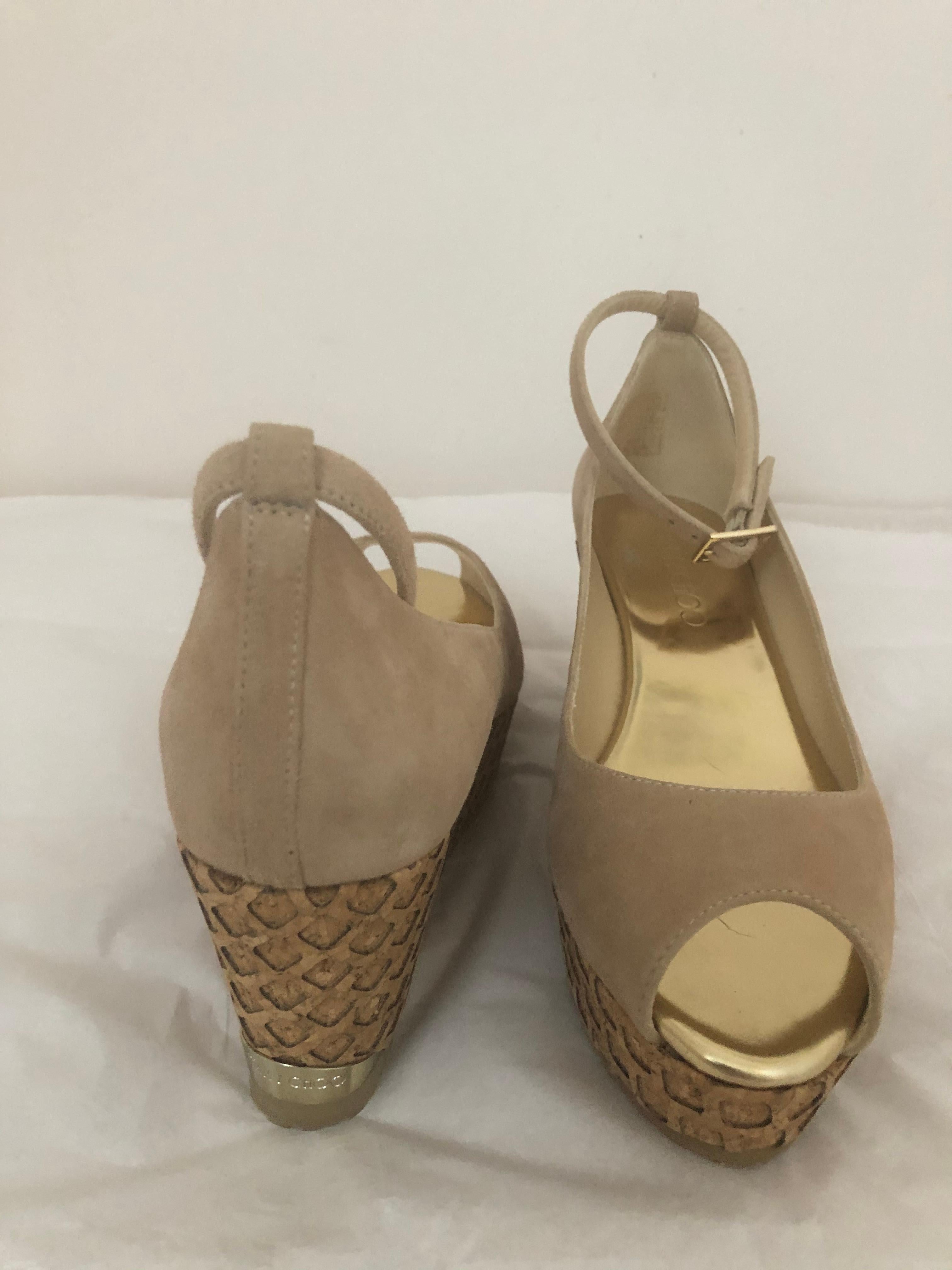 Jimmy Choo Chaussures à semelles compensées en liège couleur chair « Neyo 120 », 37, neuves Excellent état - En vente à Port Hope, ON