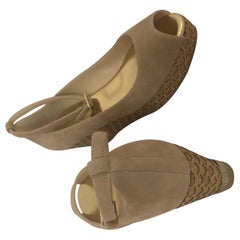 Jimmy Choo "Neyo 120" Nude Cuñas de corcho 37 Como nuevo