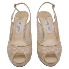 Jimmy Choo Nova Slingback-Pumps mit Spitzenakzenten aus nudefarbenem Leder