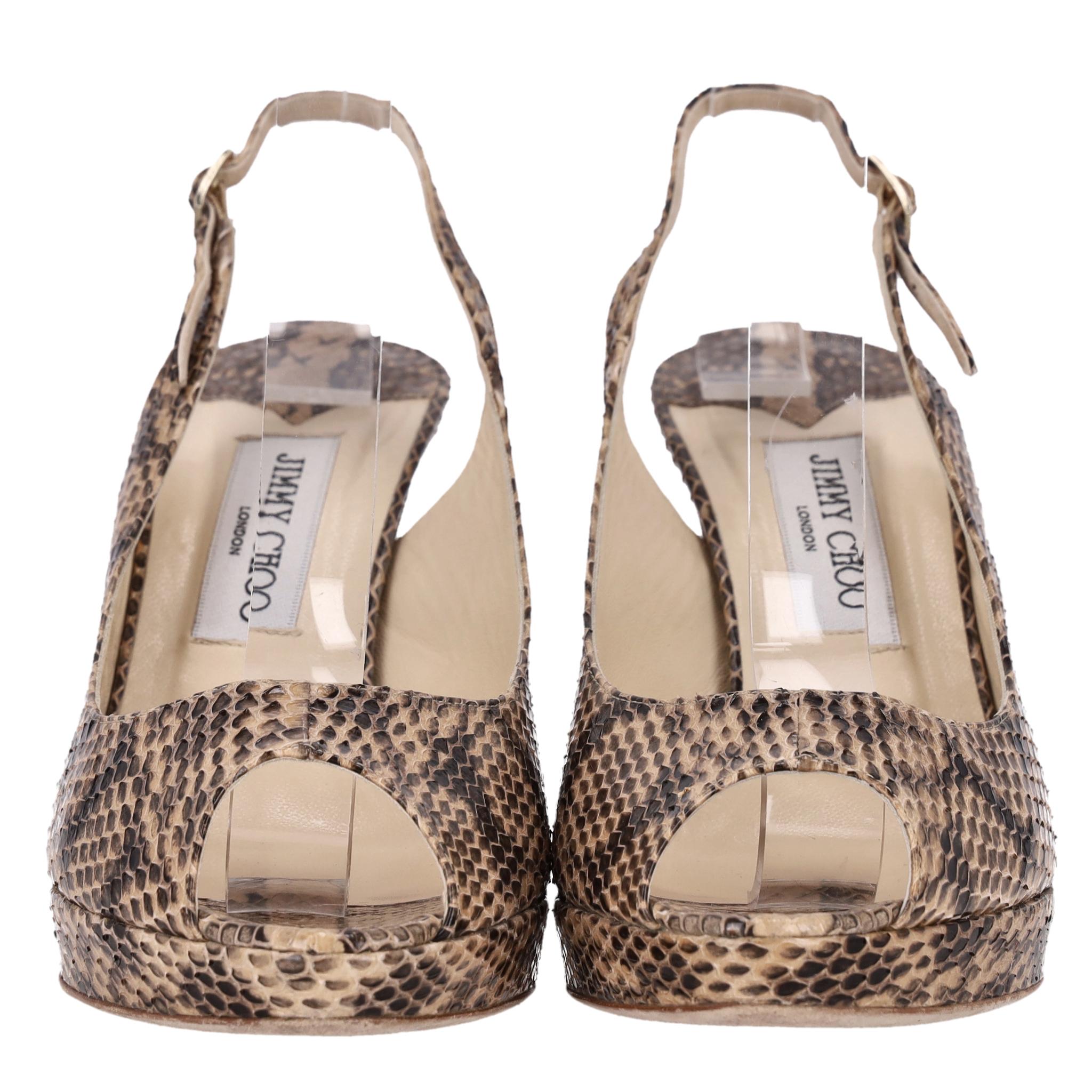 Marron Jimmy Choo - Nova - Escarpins à bouts pointus en peau de serpent en vente