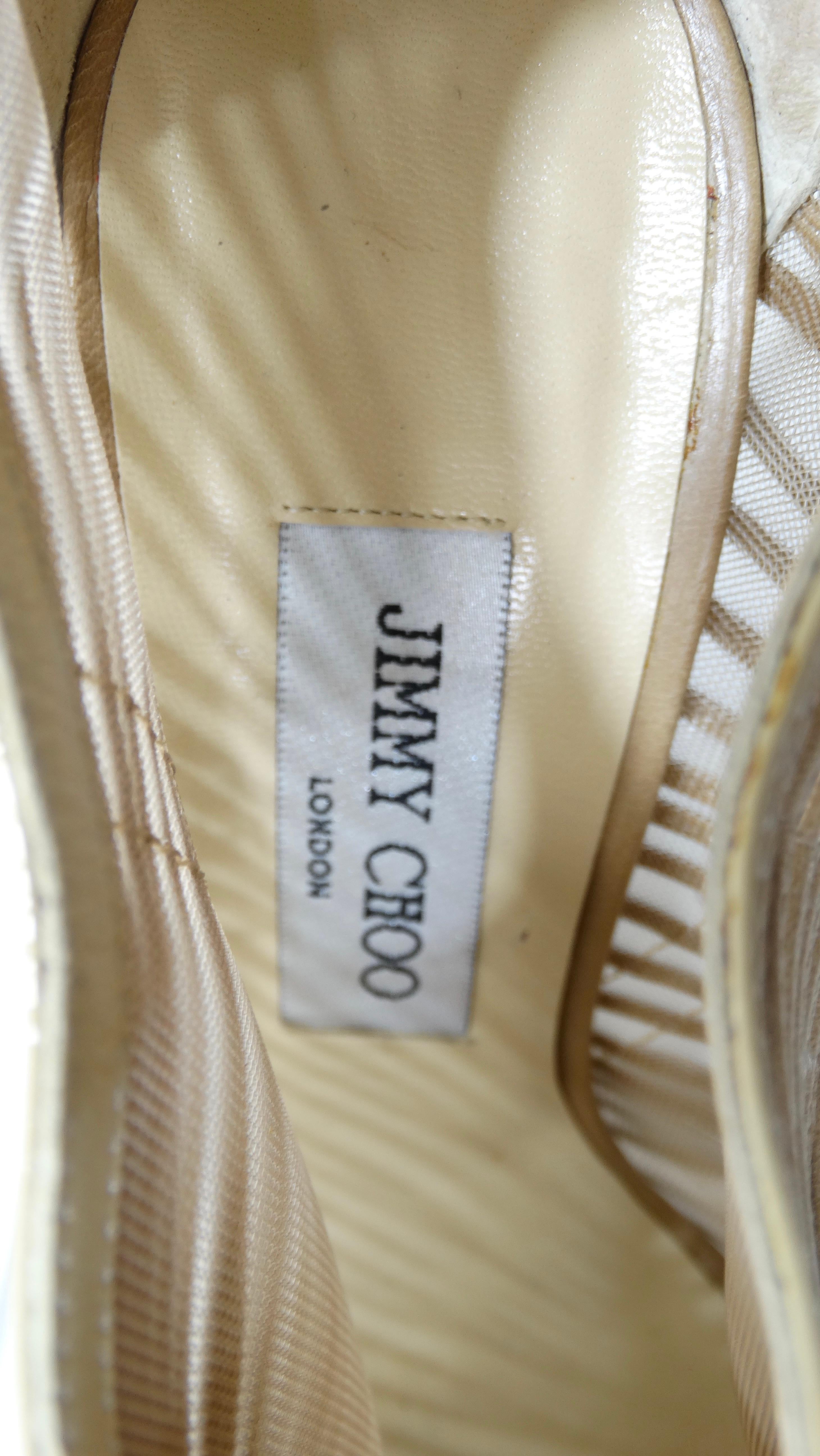 Jimmy Choo Stivali in pelle verniciata nuda Ellie in vendita 4
