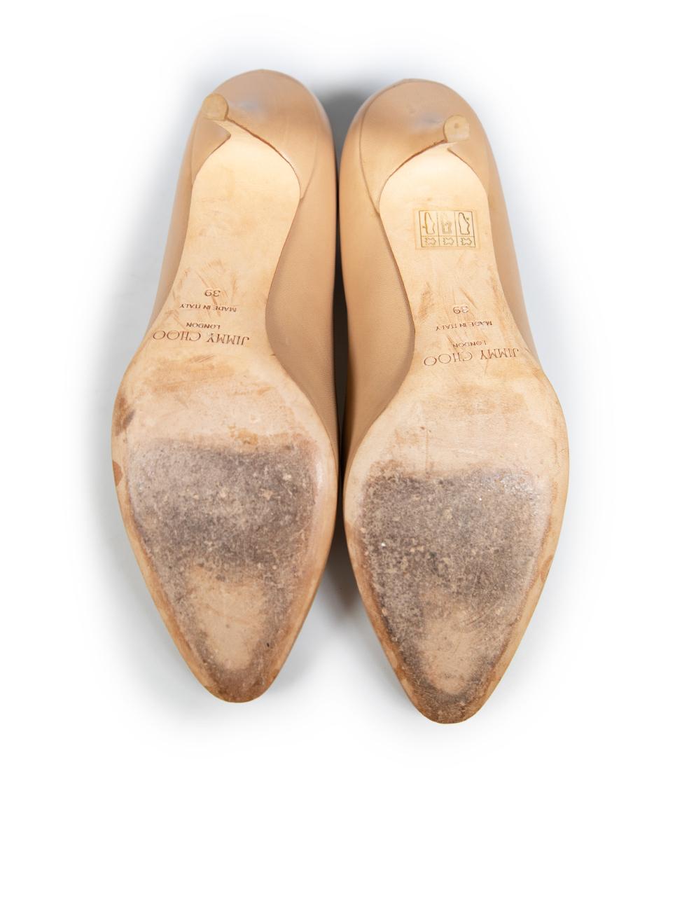 Jimmy Choo Nude Leather Pumps Size IT 39 In Good Condition In London, GB