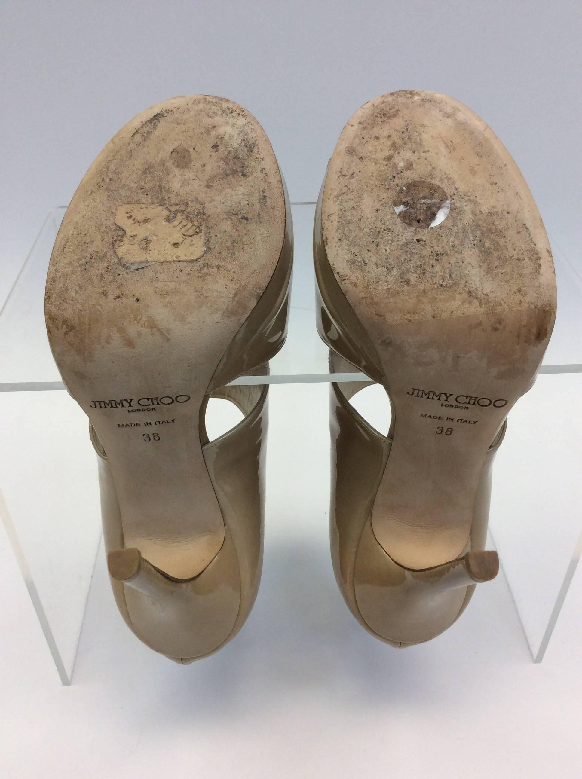 Women's Jimmy Choo  Nude Patent Leather Heels For Sale