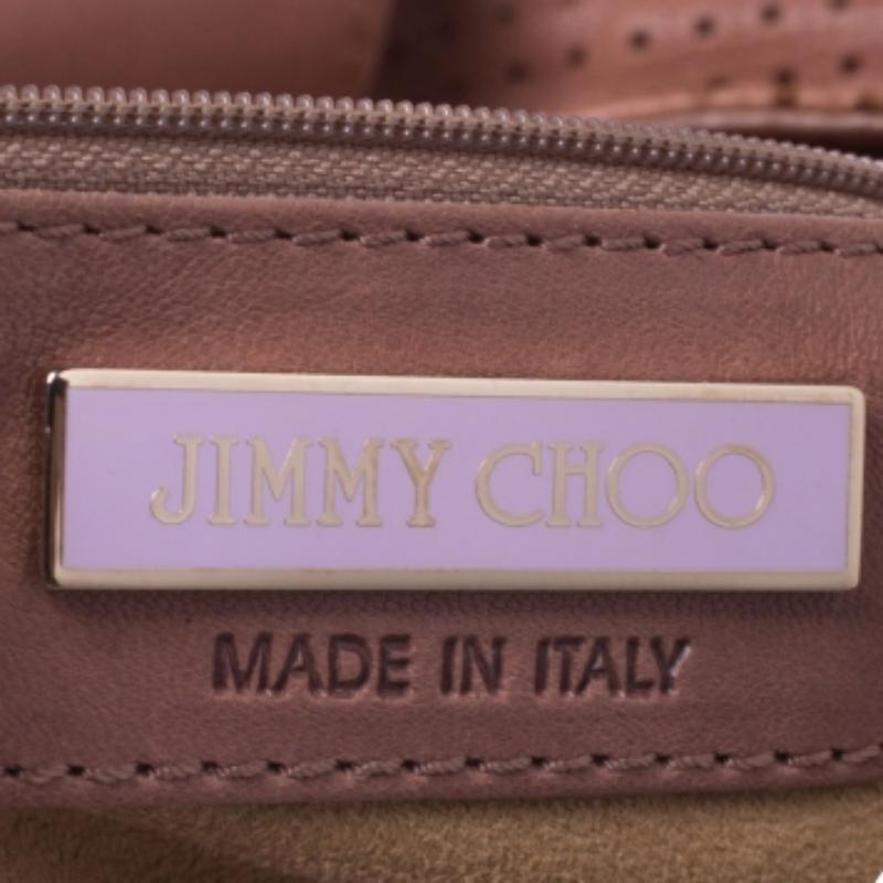 Jimmy Choo Nude Pink Perforated Leather Bardia Buckle Shoulder Bag en vente 4