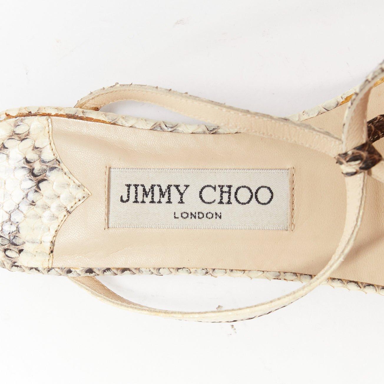 JIMMY CHOO nude scaled leather strappy thong flat sandals EU37 4