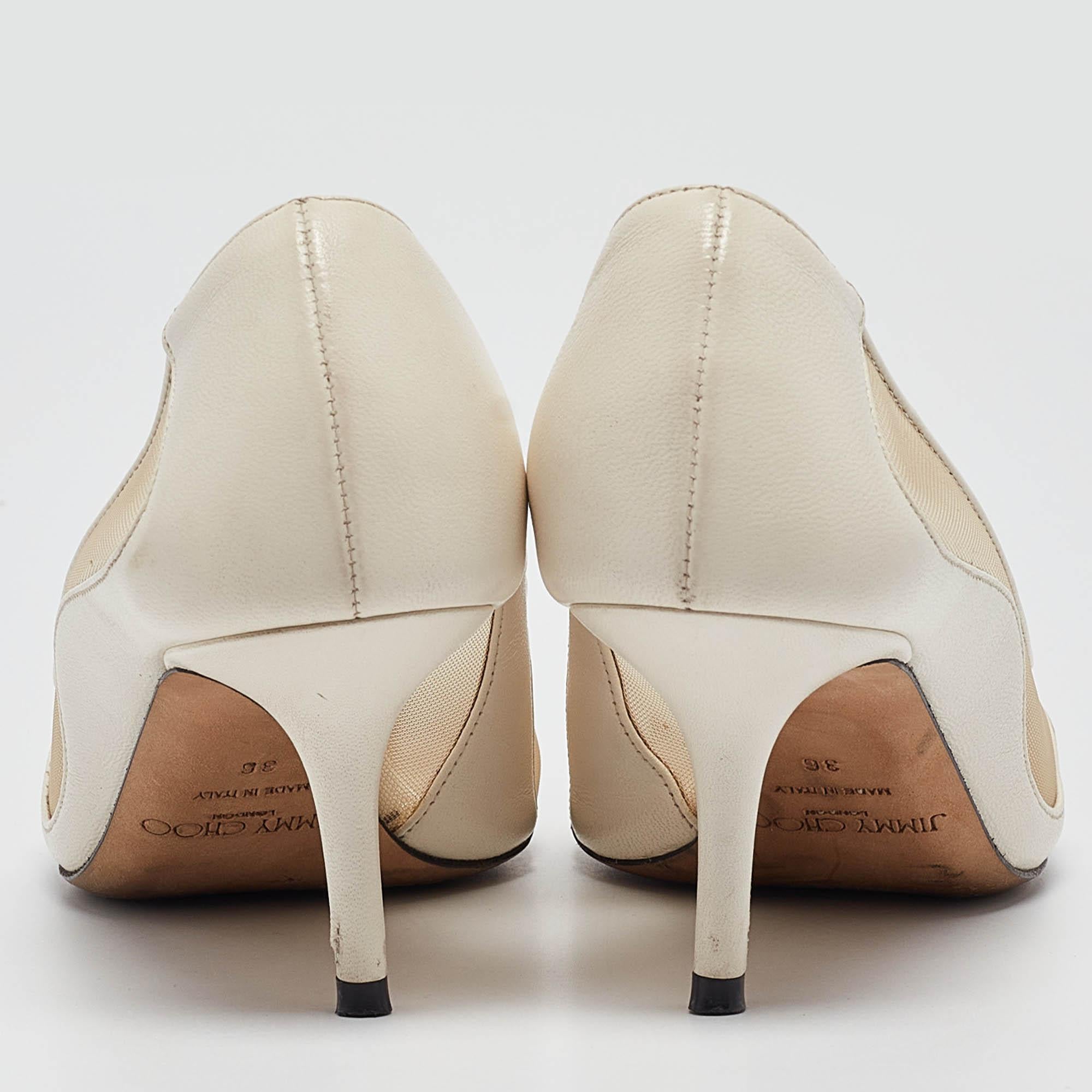 Jimmy Choo Off White Leather and Mesh Love Pumps Size 36 1