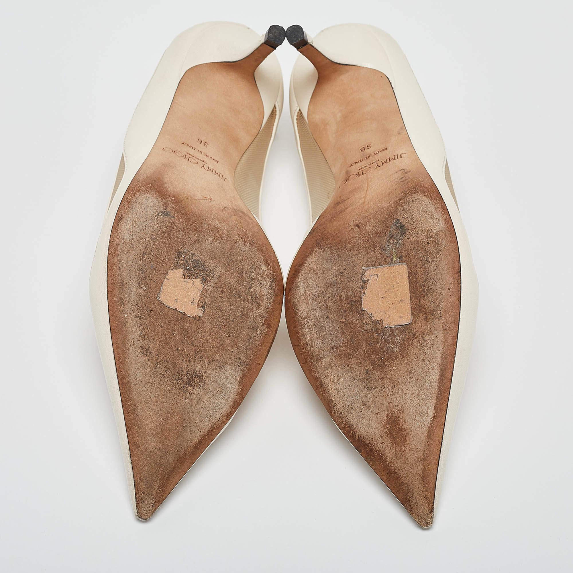 Jimmy Choo Off White Leather and Mesh Love Pumps Size 36 2