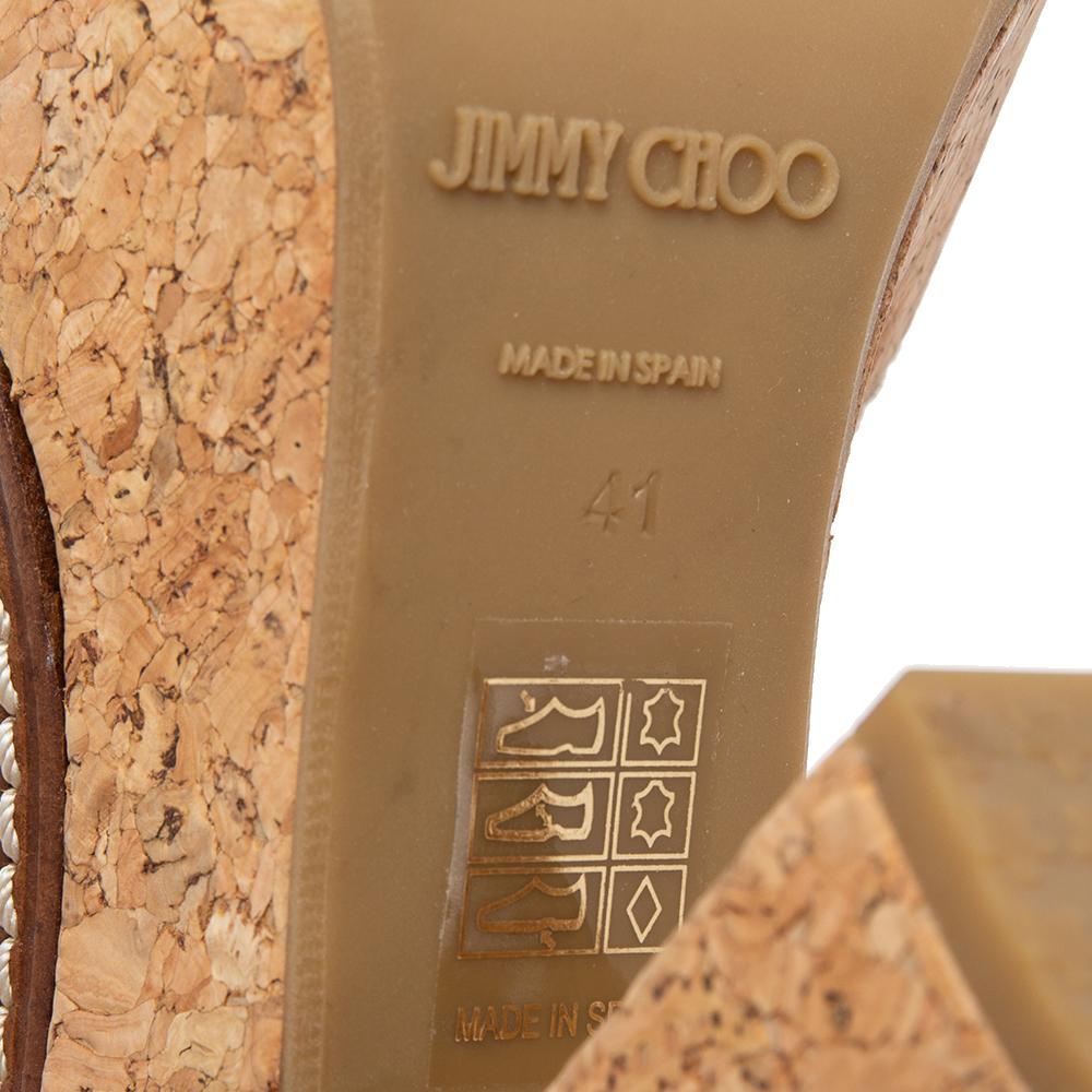 Jimmy Choo Off-White Leather Nemesis Cork Platform Sandals Size 41 2