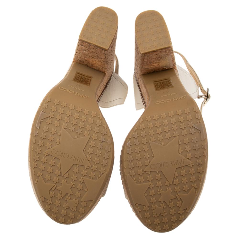 Jimmy Choo Off-White Leather Nemesis Cork Platform Sandals Size 41 3