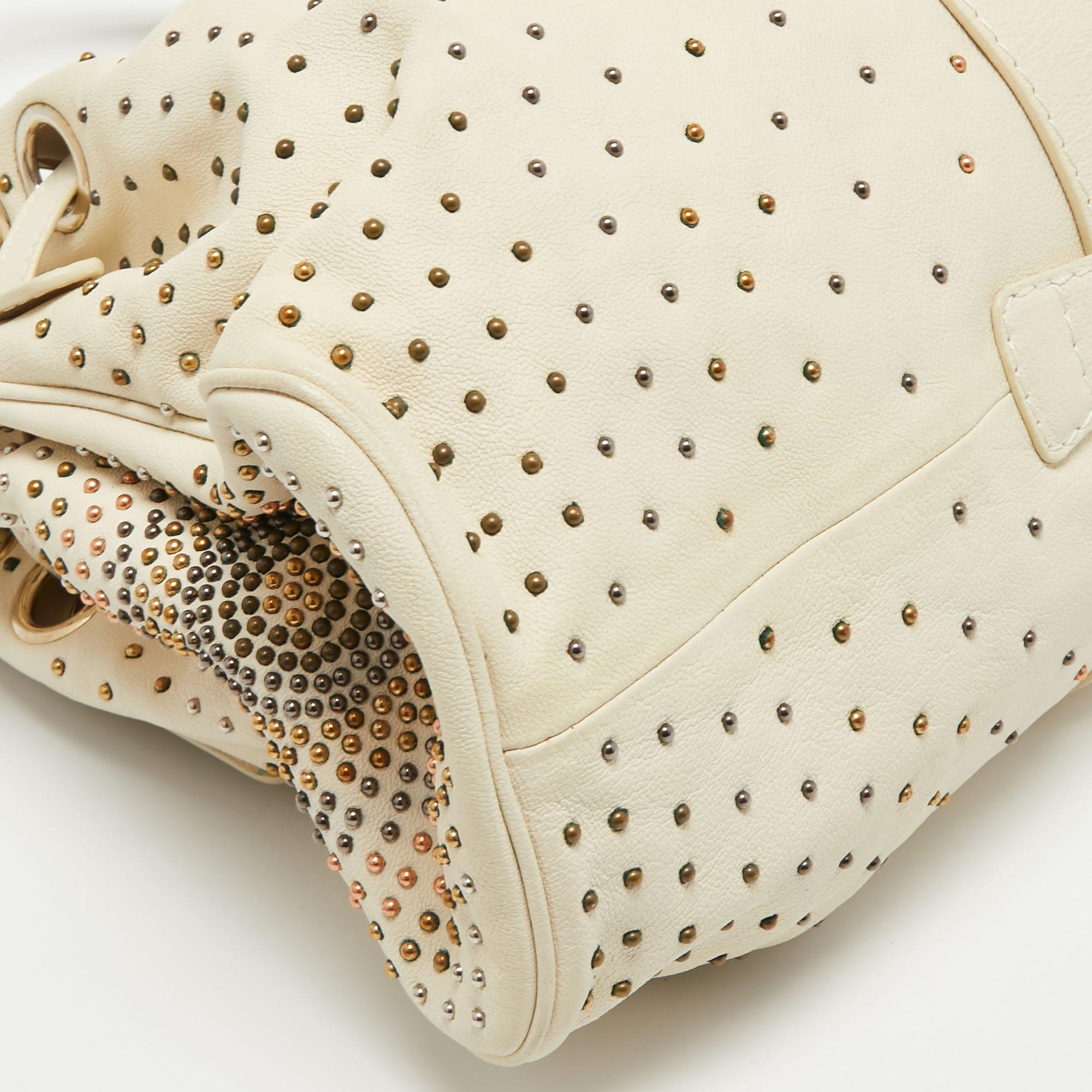 Jimmy Choo Off White Leather Studded Riki Tote 6