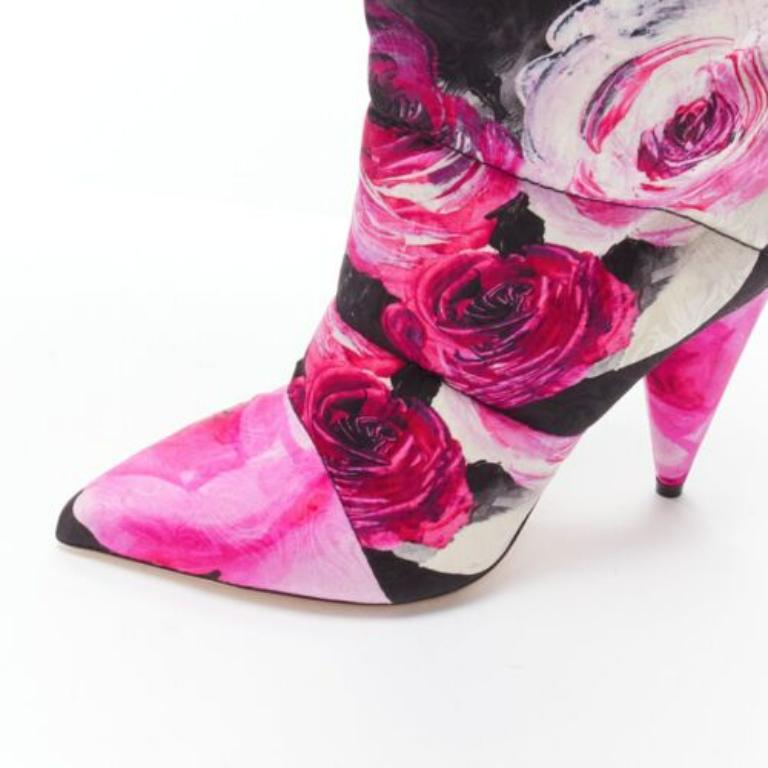 JIMMY CHOO Off-White Sara 100 floral brocade padded boots EU38.5 For Sale 2