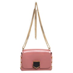 Jimmy Choo Old Rose Leather Petite Lockett Crossbody Bag