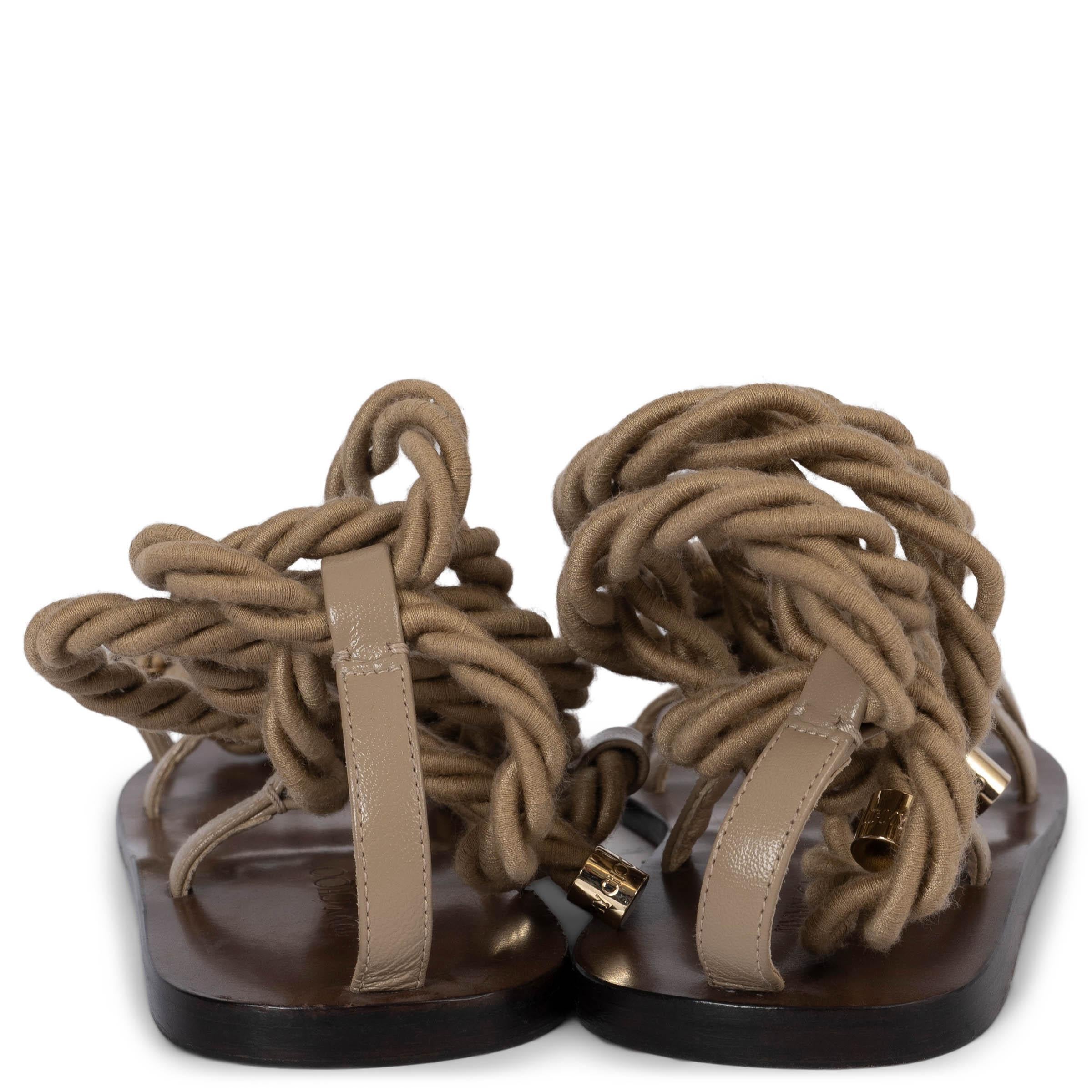 JIMMY CHOO olive drab AZIZA ROPE Flat Sandals Shoes 38 1