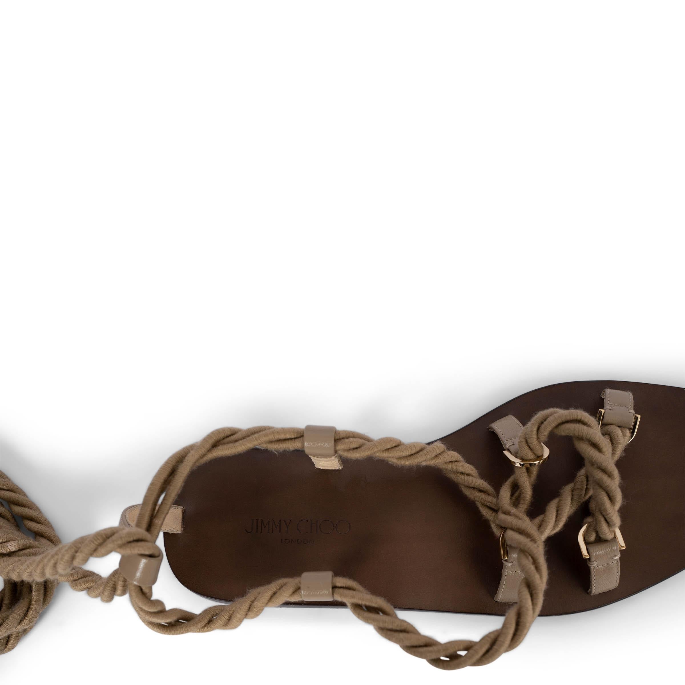JIMMY CHOO olive drab AZIZA ROPE Flat Sandals Shoes 38 3