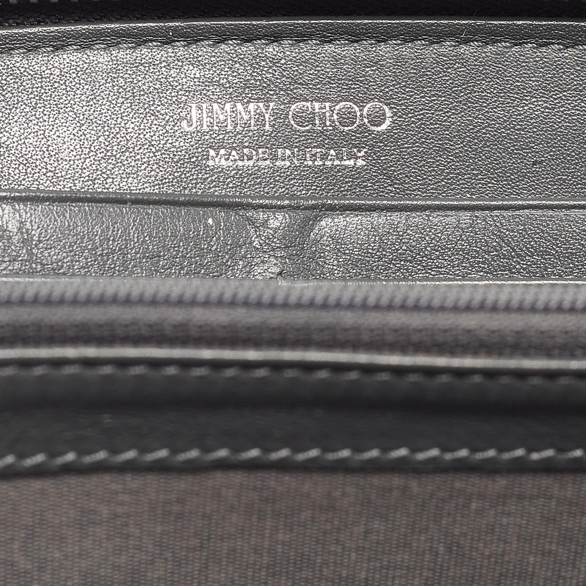 Jimmy Choo Olive Green Patent Leather Star Studded Zip Around Wallet For Sale 5