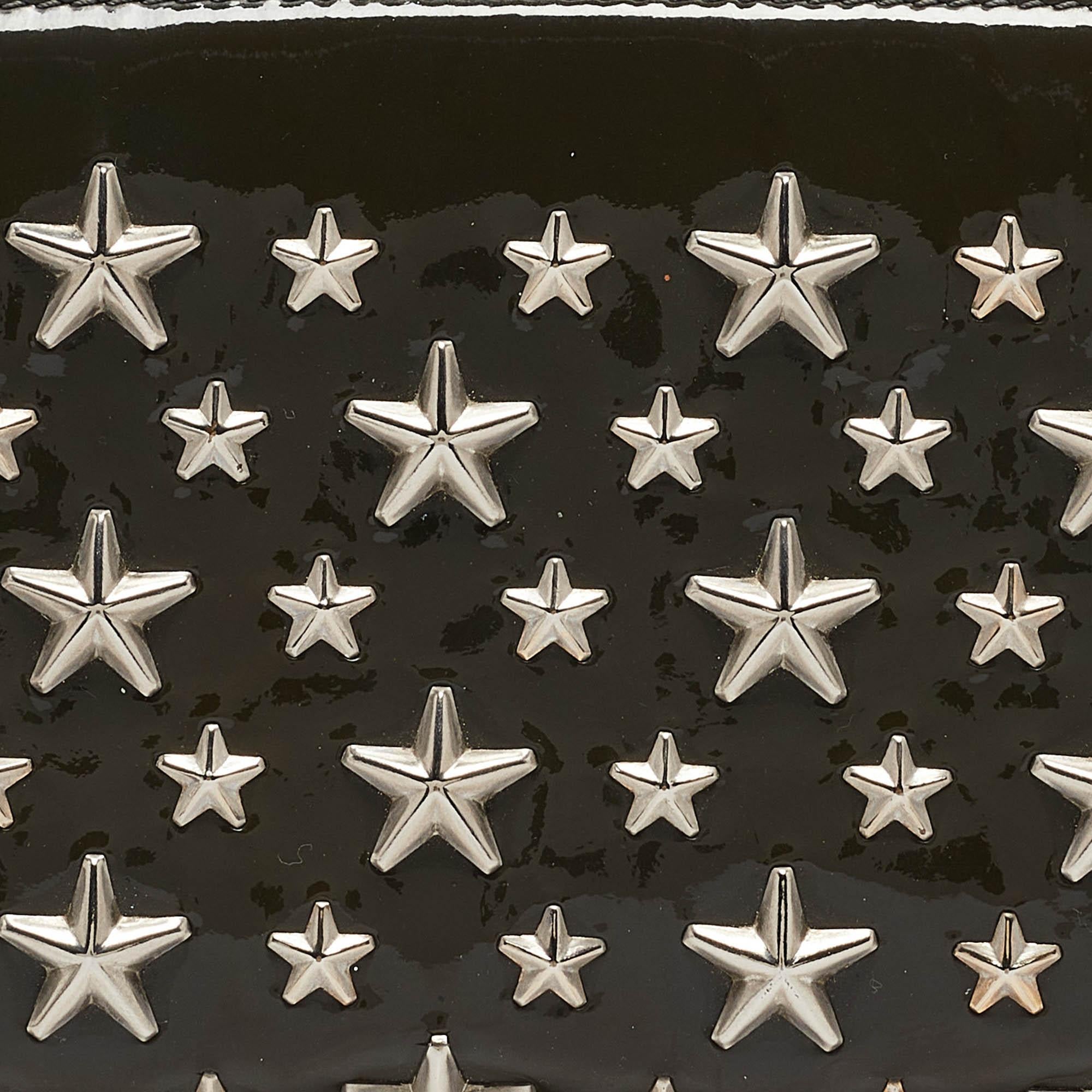 Jimmy Choo Olive Green Patent Leather Star Studded Zip Around Wallet For Sale 1