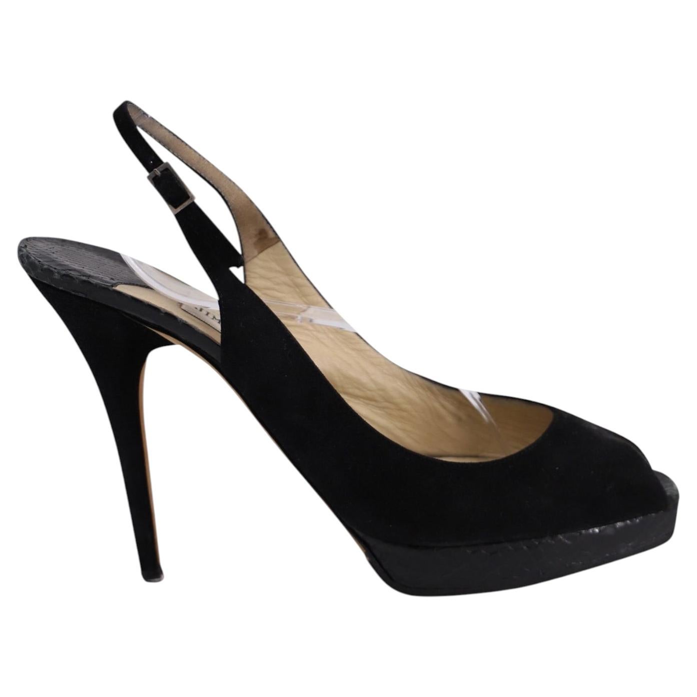 Pre-owned Jimmy Choo Open Toe Slingback Pumps In Black Suede