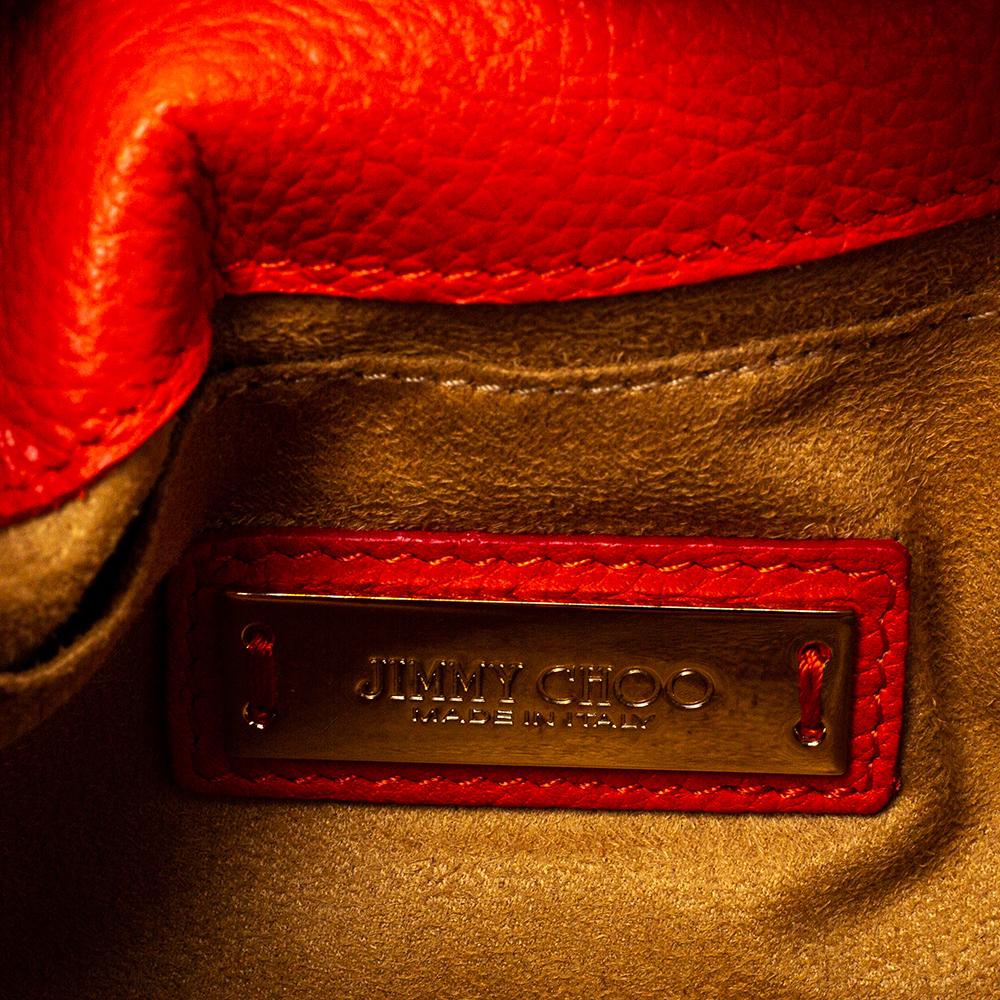 Jimmy Choo Orange Leather Rebel Crossbody Bag In Good Condition In Dubai, Al Qouz 2