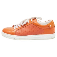 Jimmy Choo Orange Monogram Leather Rome/F Sneakers Size 43