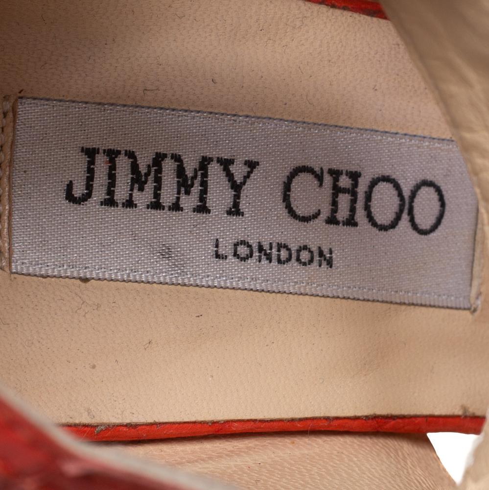 Jimmy Choo Orange Nubuck Letitia Multi Strap Platform Sandals Size 37.5 1