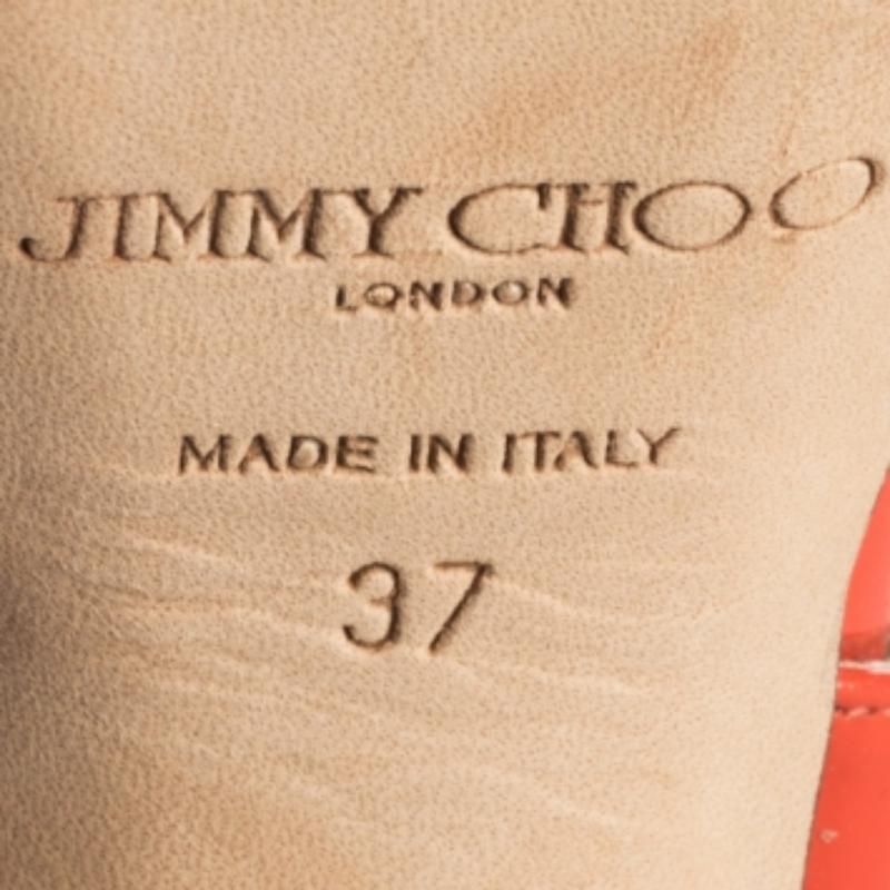 De las mujeres Jimmy Choo Sandalias con tira al tobillo de charol naranja talla 37 en venta