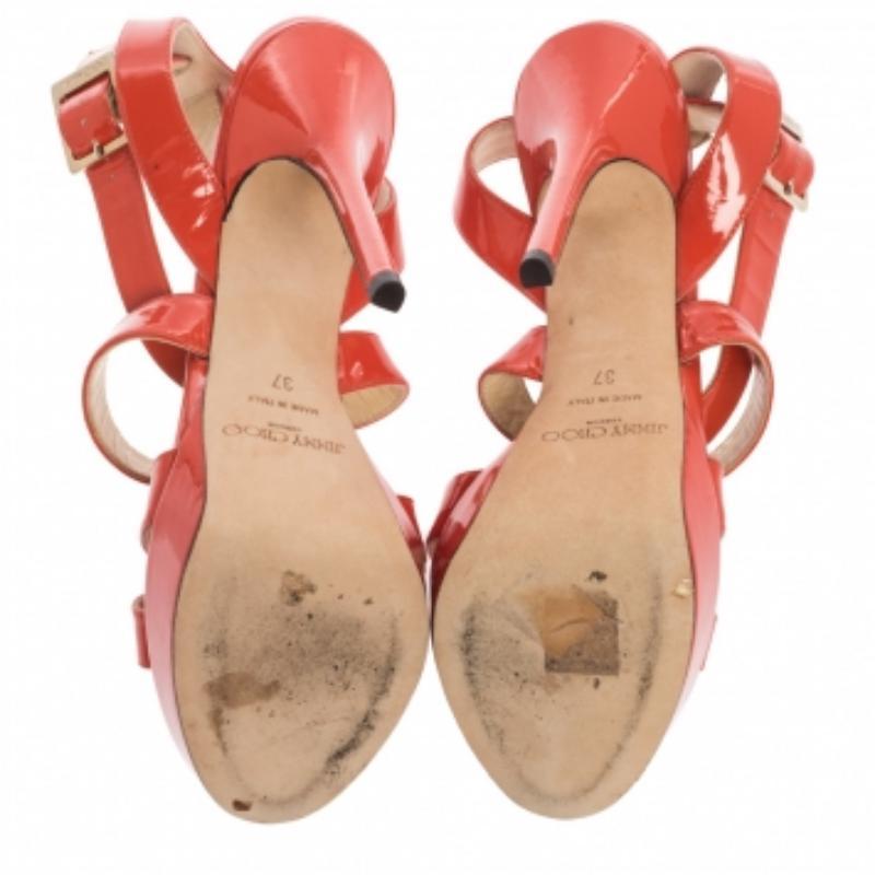 Jimmy Choo Sandalias con tira al tobillo de charol naranja talla 37 en venta 3