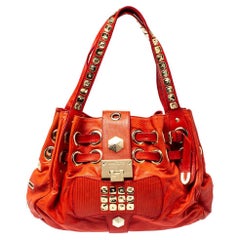 Jimmy Choo Orange Patent Leather Riki Tote