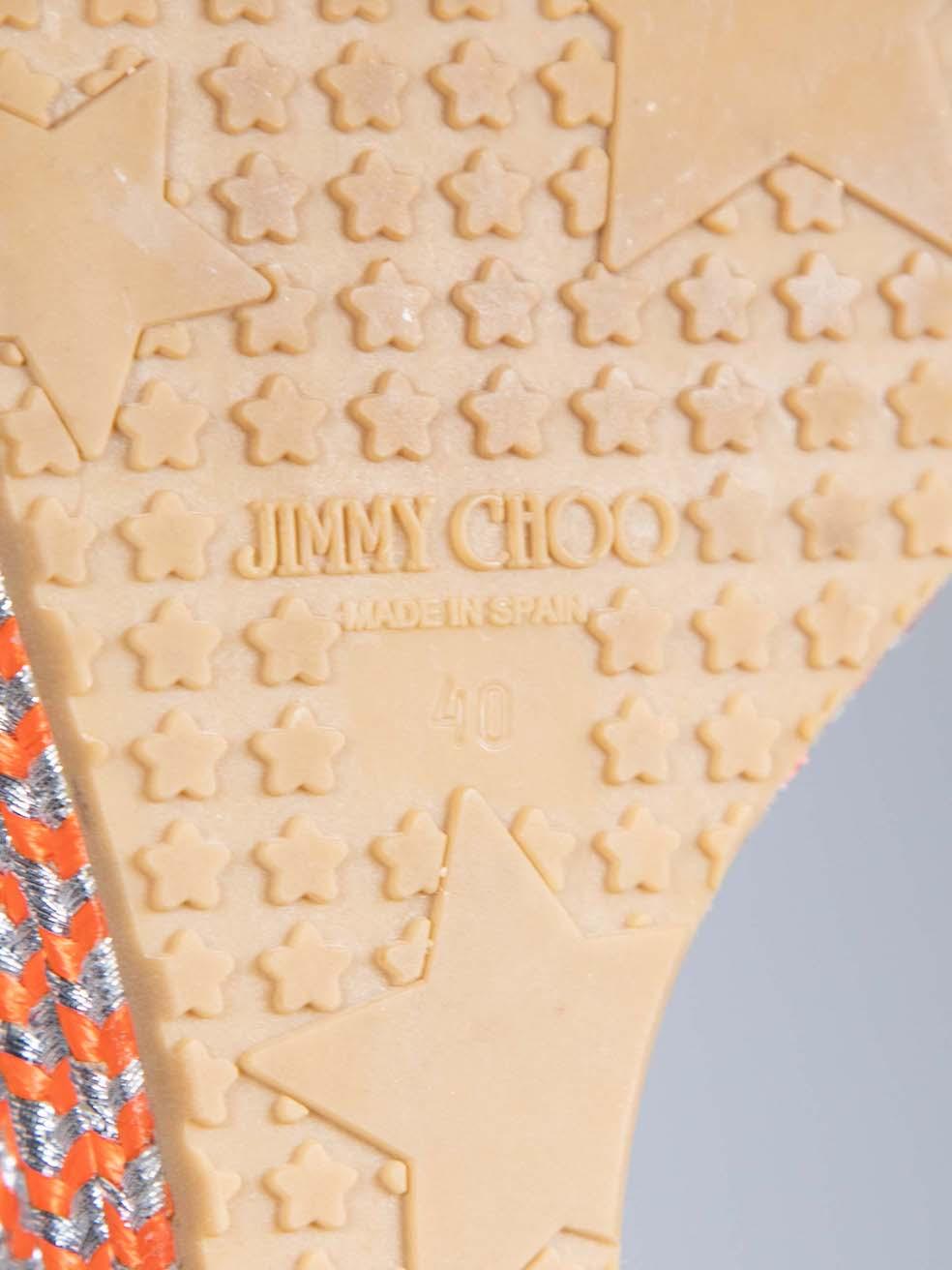 Jimmy Choo Orange Perla 120 Metallic Wedges Size IT 40 4