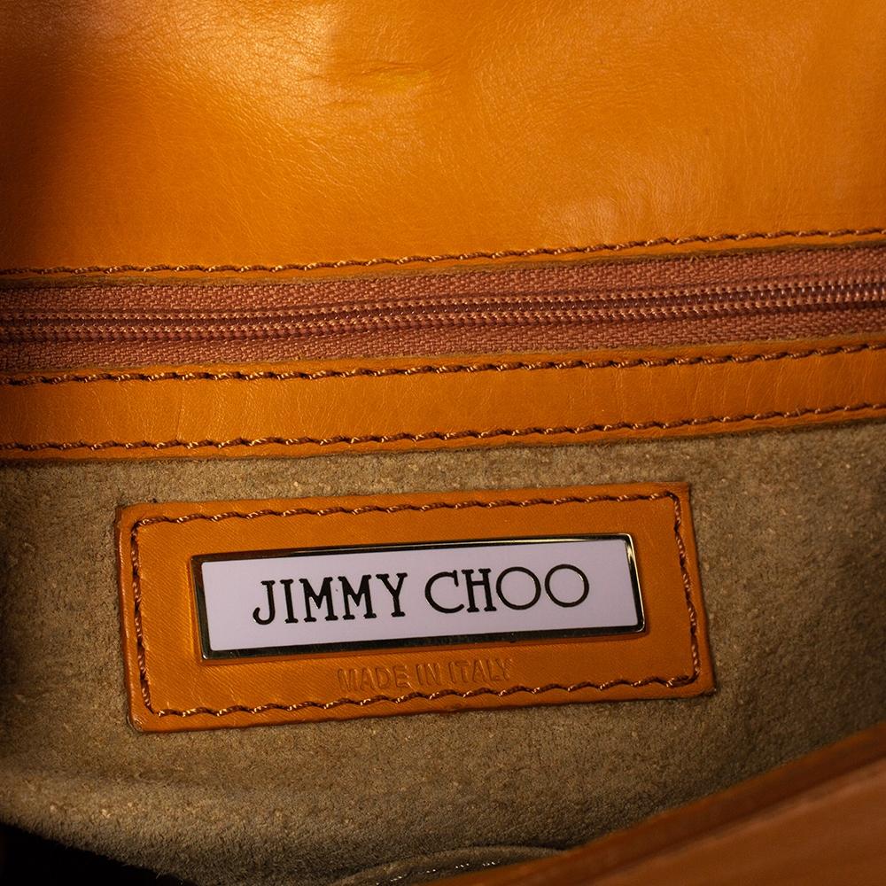 Jimmy Choo Orange Raffia and Leather Tulita Shoulder Bag For Sale 2