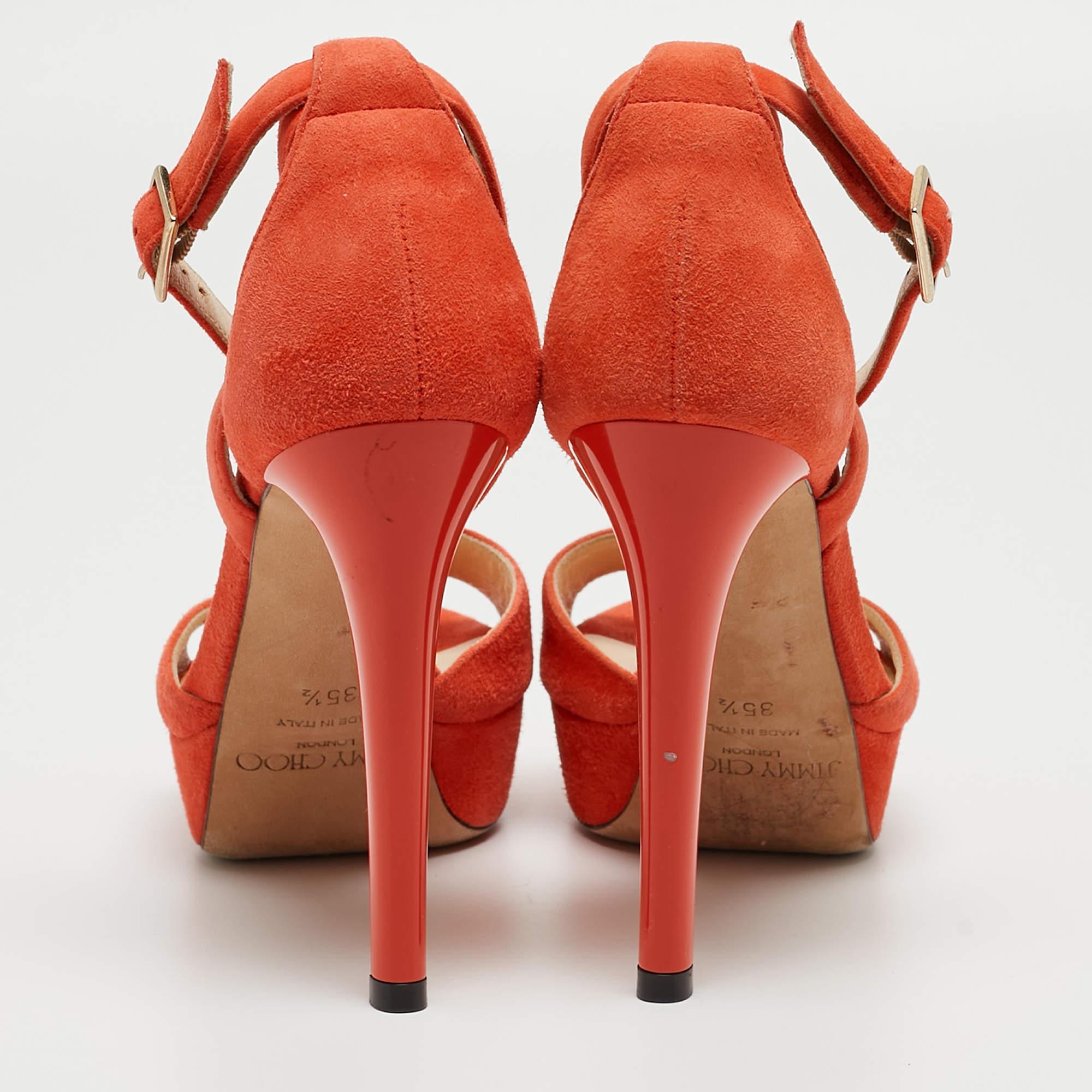 De las mujeres Jimmy Choo Sandalias con tira al tobillo de ante naranja Talla 35.5 en venta