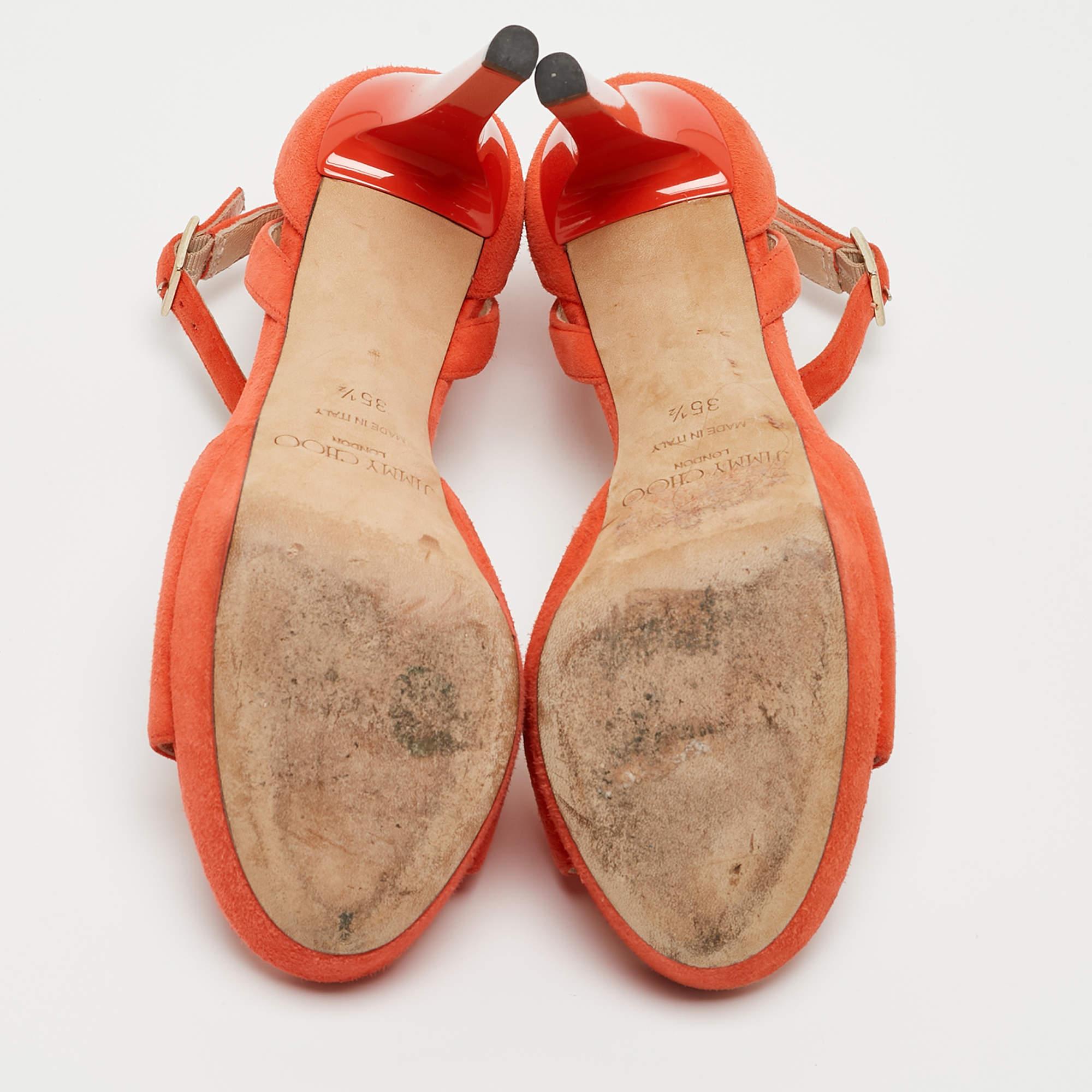 Jimmy Choo Sandalias con tira al tobillo de ante naranja Talla 35.5 en venta 1