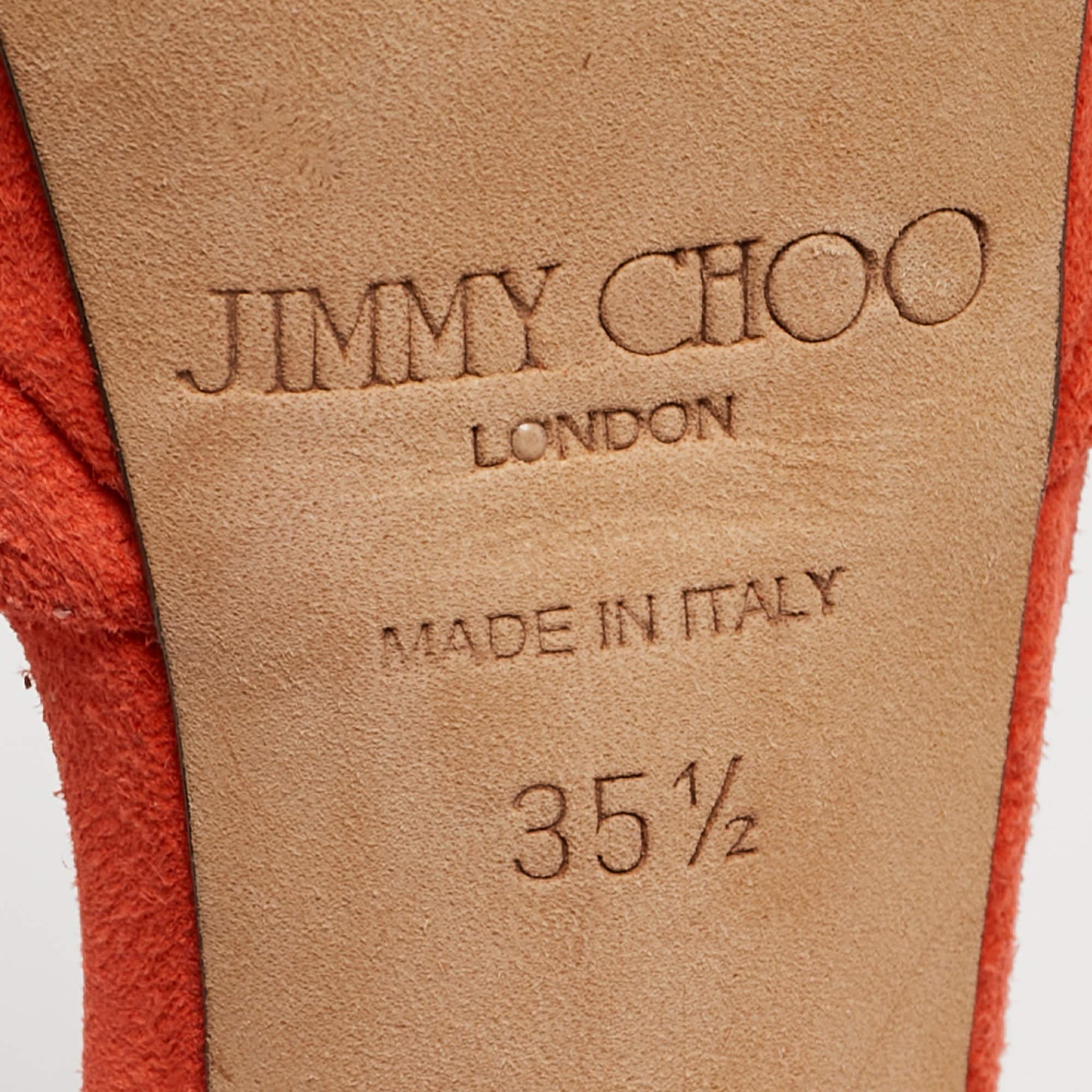 Jimmy Choo Sandalias con tira al tobillo de ante naranja Talla 35.5 en venta 2