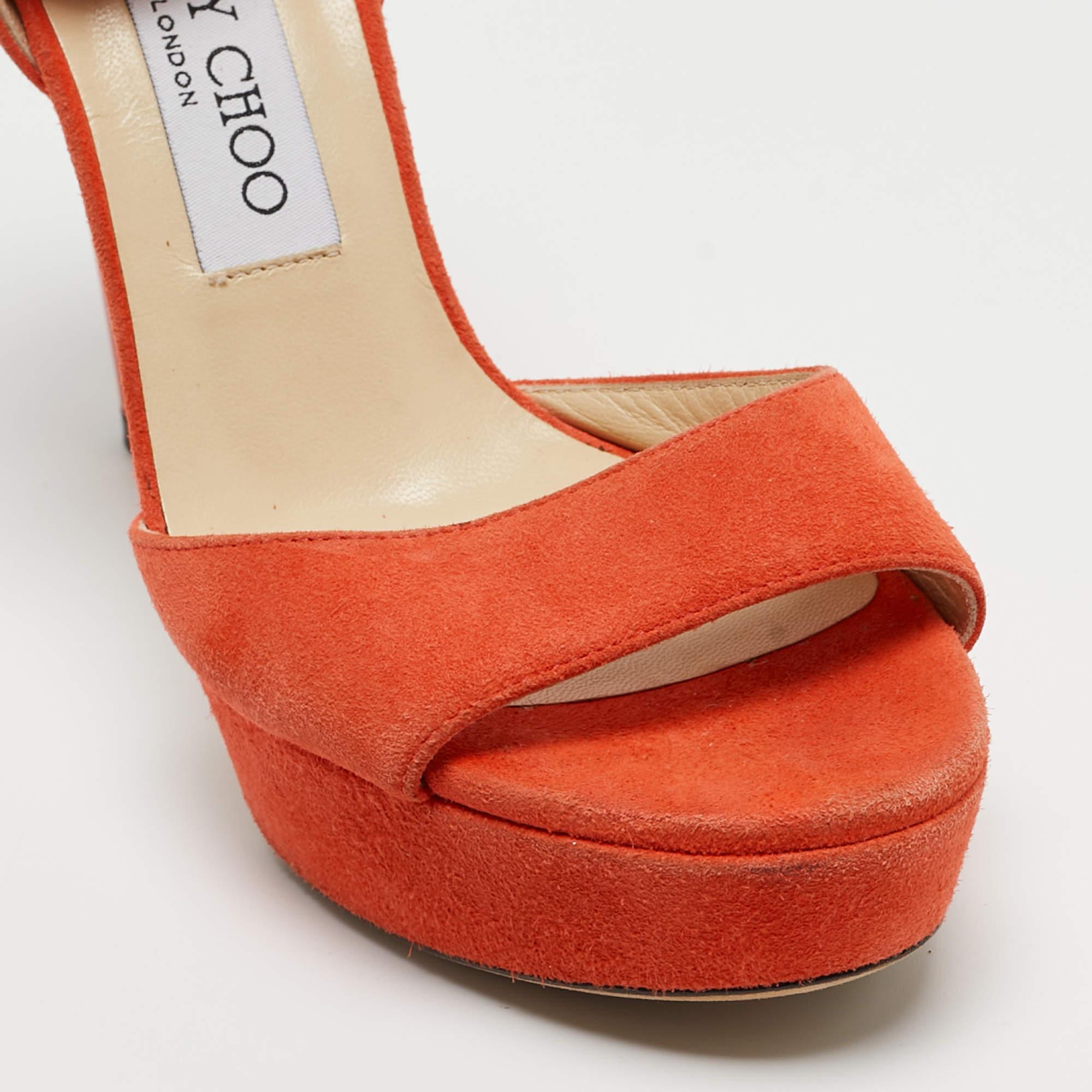 Jimmy Choo Sandalias con tira al tobillo de ante naranja Talla 35.5 en venta 3