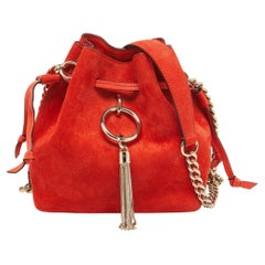 Jimmy Choo Orange Suede Callie Drawstring Bucket Bag