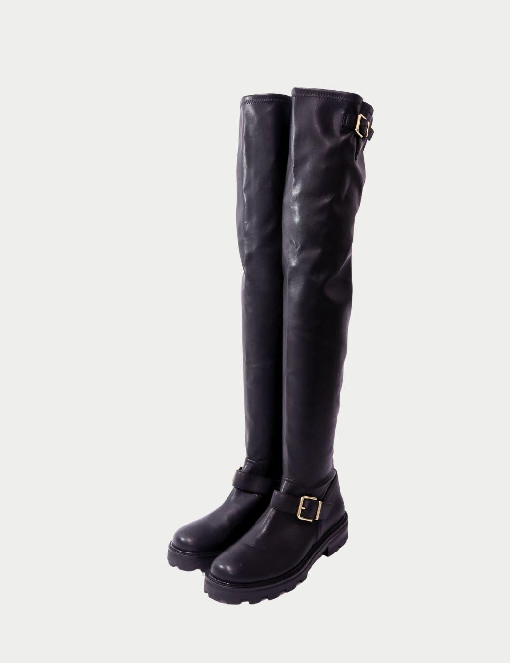 Noir Jimmy Choo - Bottes à hauteur de genou en cuir - EU 40 en vente