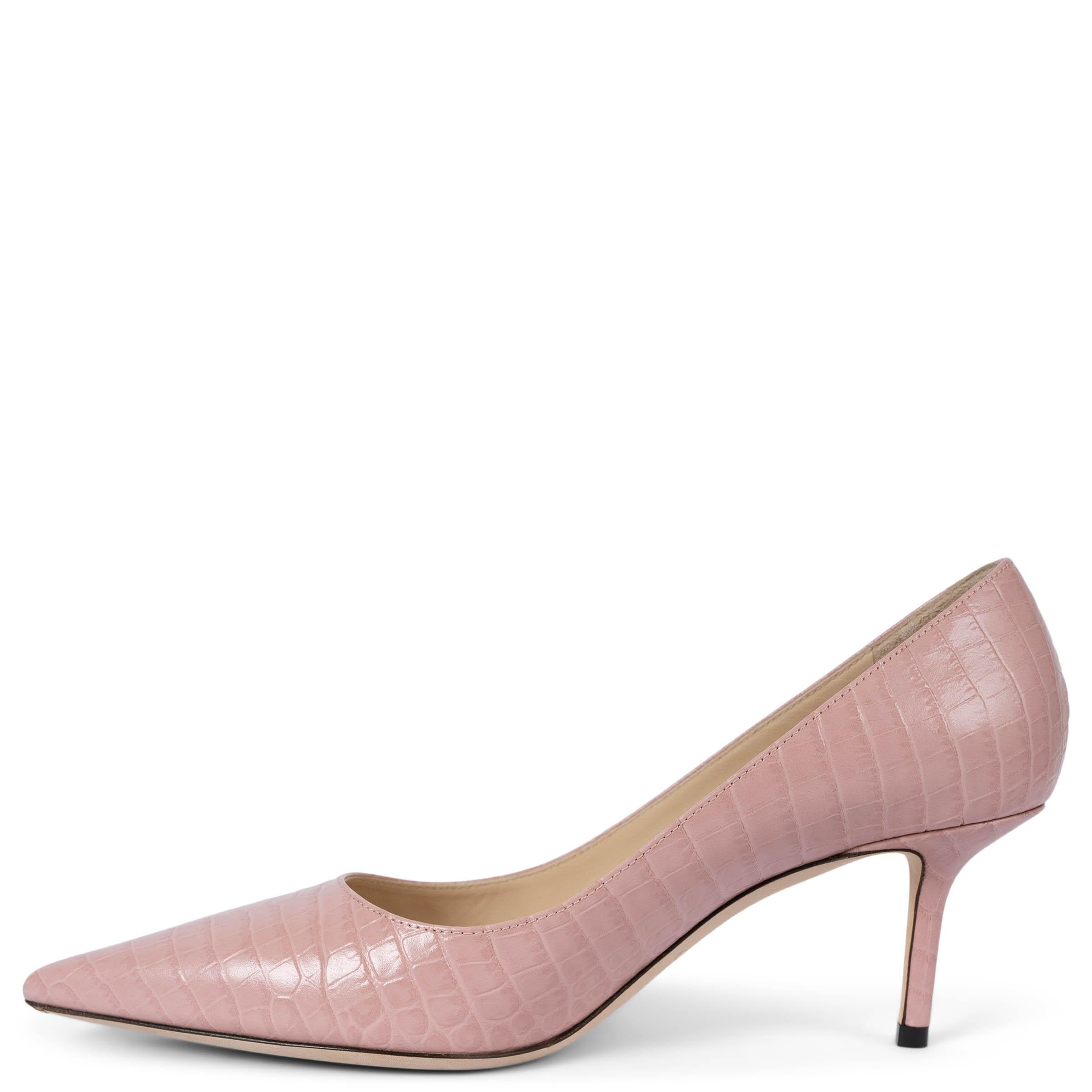 JIMMY CHOO piel rosa pálido FAUX CROC LOVE 65 Bombas Zapatos 38.5 Beige en venta