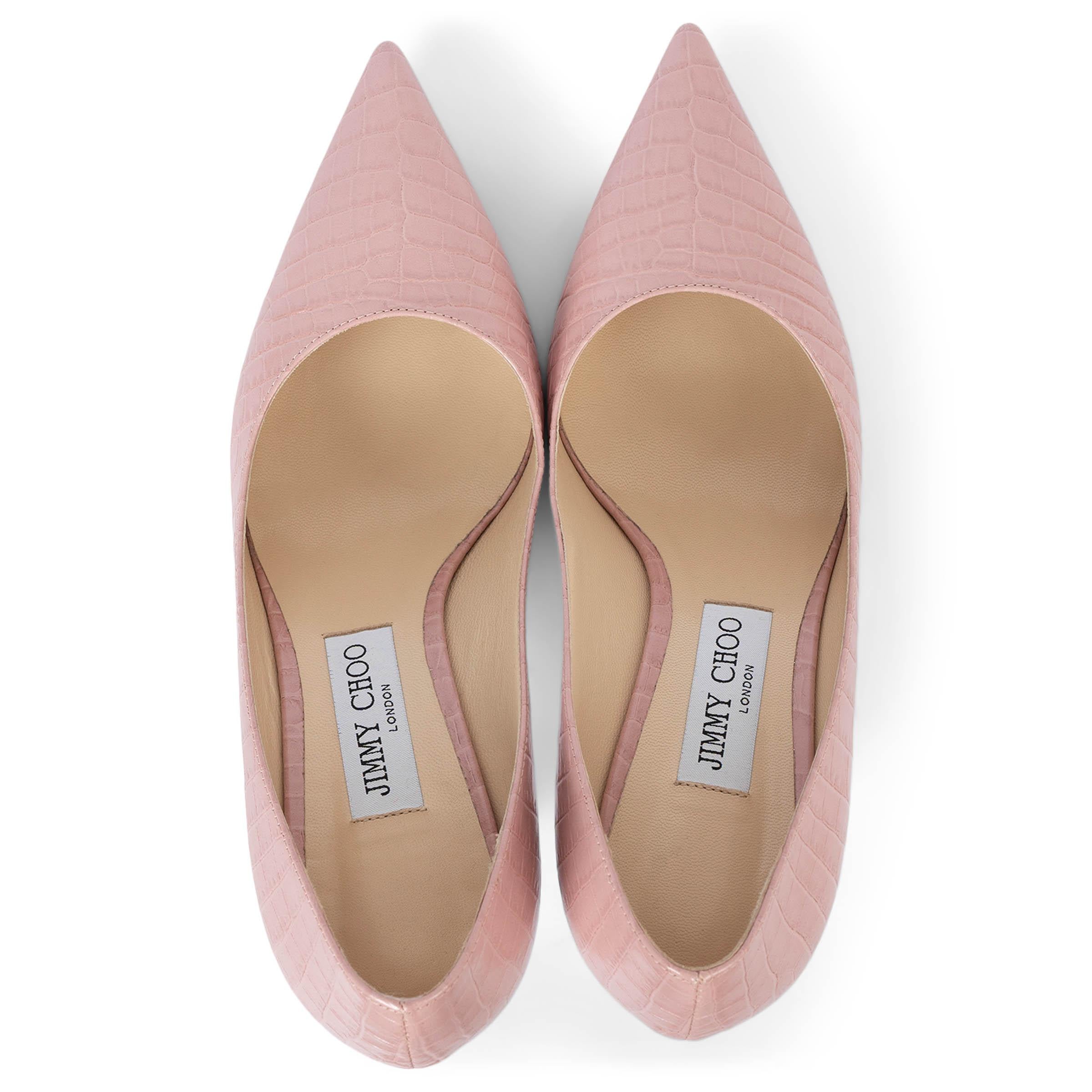 JIMMY CHOO piel rosa pálido FAUX CROC LOVE 65 Bombas Zapatos 38.5 en venta 1