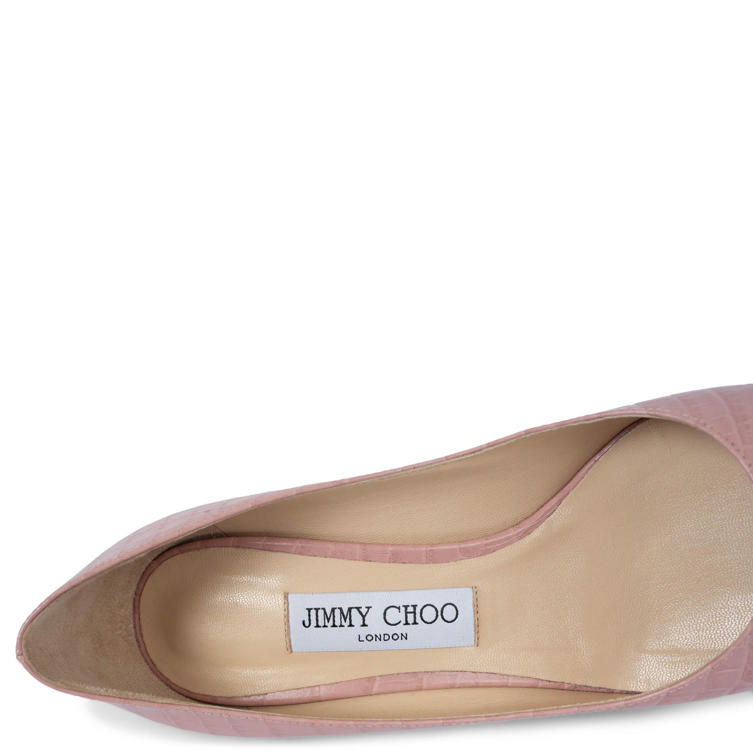 JIMMY CHOO piel rosa pálido FAUX CROC LOVE 65 Bombas Zapatos 38.5 en venta 2