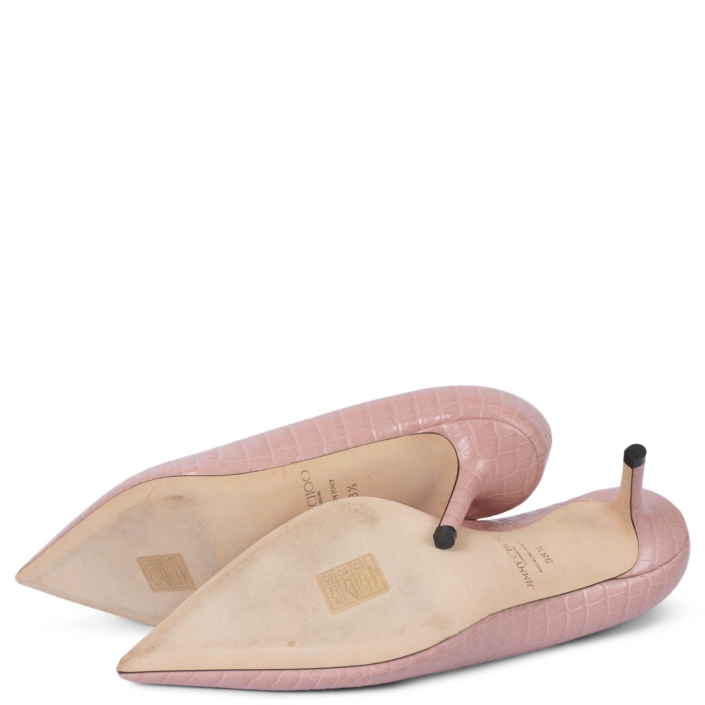 JIMMY CHOO piel rosa pálido FAUX CROC LOVE 65 Bombas Zapatos 38.5 en venta 3