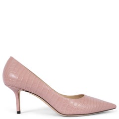 JIMMY CHOO pale pink leather FAUX CROC LOVE 65 Pumps Shoes 38.5
