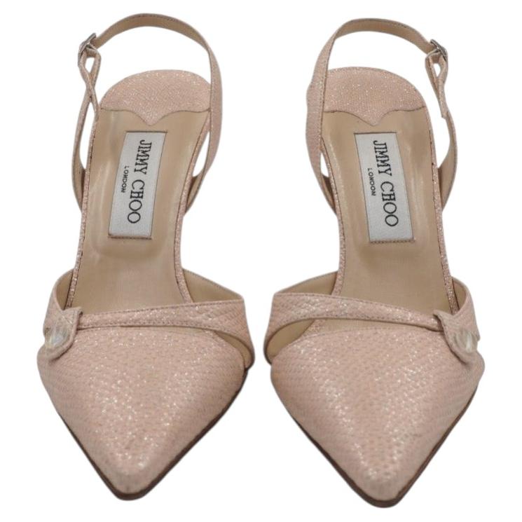 Jimmy Choo Blassrosa Schimmernde Enge Zehenabsätze