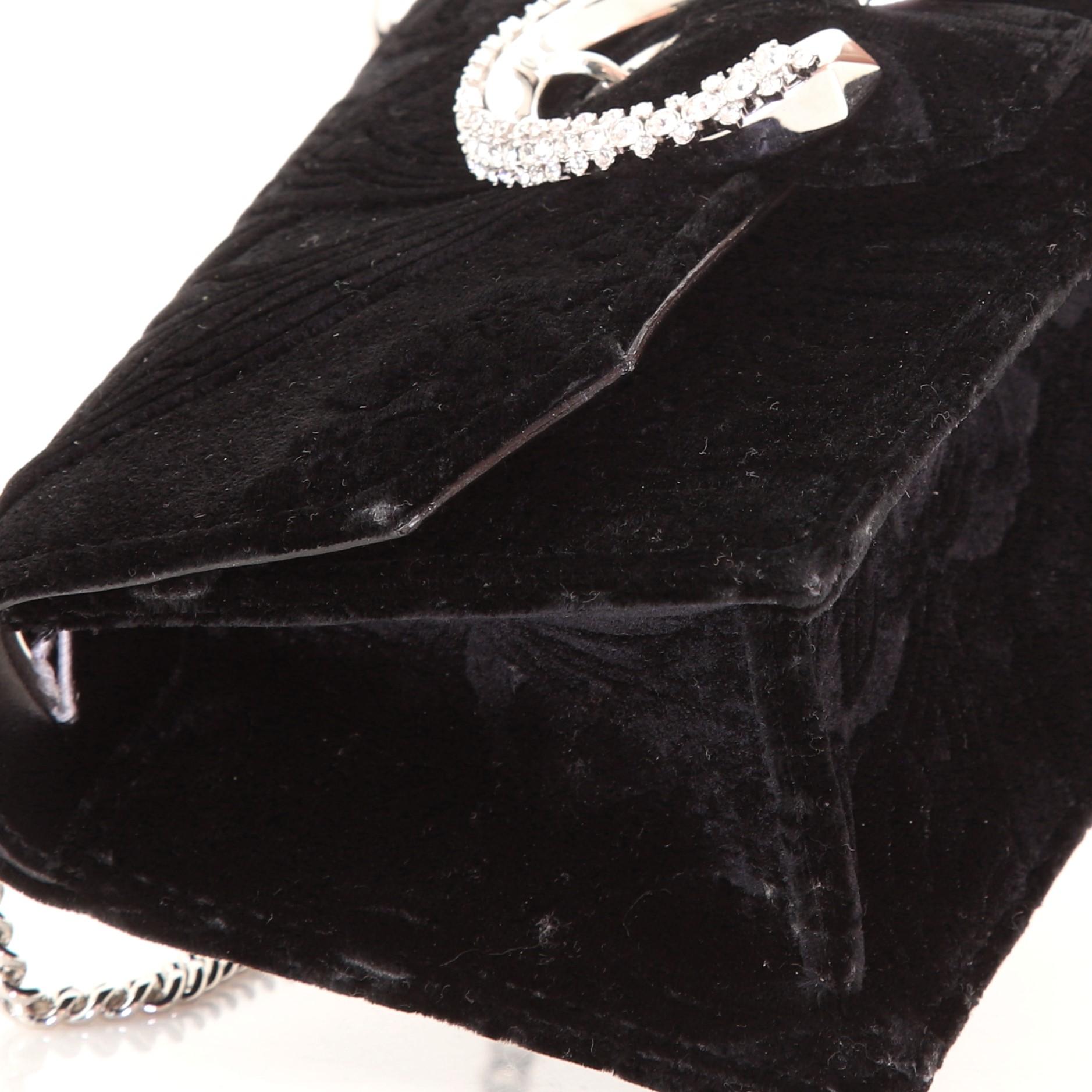Jimmy Choo Paris Crossbody Bag Brocade Velvet with Crystals Small In Good Condition In NY, NY