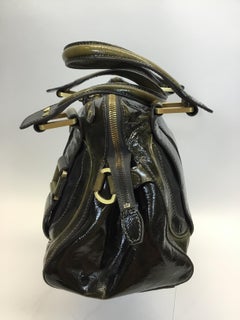 Jimmy Choo Patent Leather Green and Black Should Bag