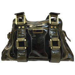 Jimmy Choo Patent Leather Green and Black Should Bag