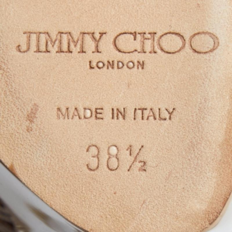 Jimmy Choo Patent Leather & Mesh Wedge Peep Toe Platform Ankle Booties Size 38.5 For Sale 2