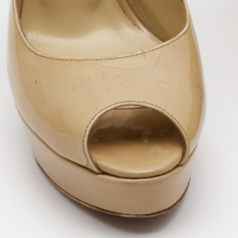De las mujeres Jimmy Choo Sandalias de charol Vita Peep Toe Platform Slingback Talla 38.5 en venta