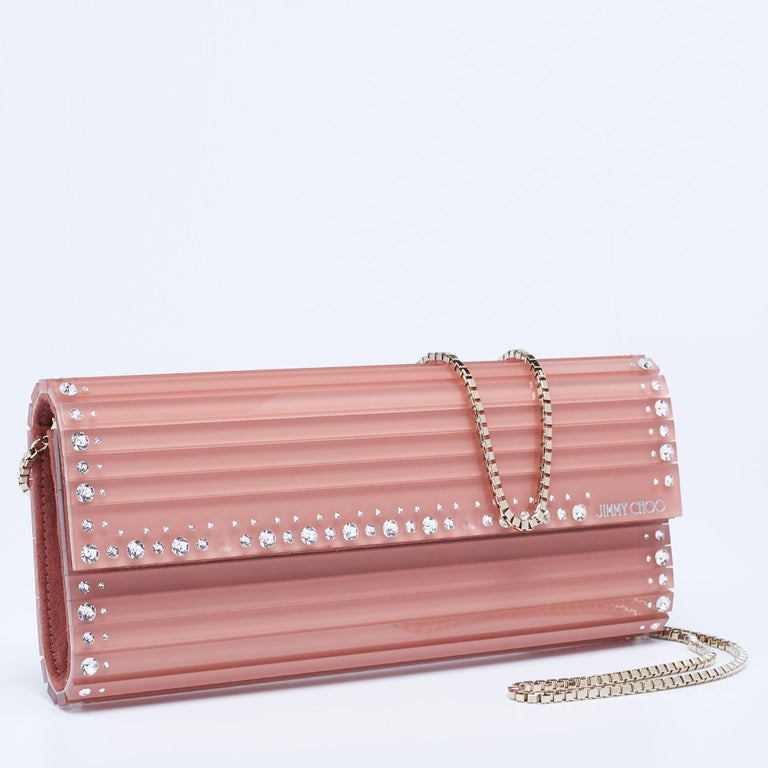 Jimmy Choo Pink Acrylic Sweetie Chain Clutch For Sale at 1stDibs