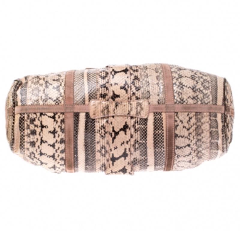 Donna Jimmy Choo Pink/Beige Python and Suede Riki Tote in vendita