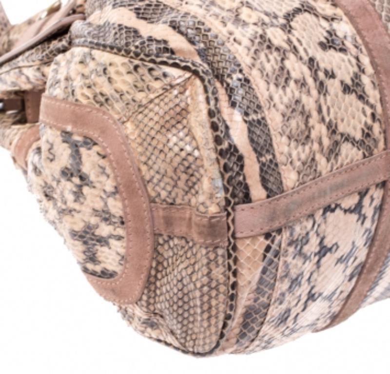 Jimmy Choo Pink/Beige Python and Suede Riki Tote in vendita 1