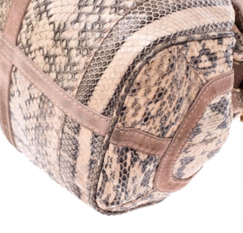 Jimmy Choo Pink/Beige Python and Suede Riki Tote in vendita 2